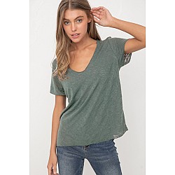 SLUB S/S SCOOP NECK TEE